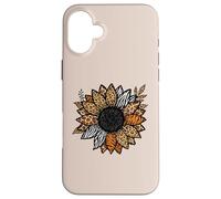 Carcasa para iPhone 16 Plus Leopard Animal Print Sunflower Flower Safari Boho Aesthetic