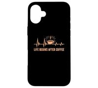 Carcasa para iPhone 16 Plus Life Begins After Coffee Baristas Heartbeat Coffee Lover