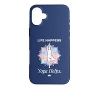 Carcasa para iPhone 16 Plus Life Happens Yoga Meditación Ayuda Bienestar Lotus Pose 4