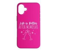 Carcasa para iPhone 16 Plus Life is Better After Mimosas Funny Sunday Brunch Arte Gráfico