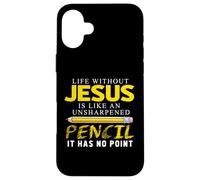 Carcasa para iPhone 16 Plus Life Without Jesus Finny Christian Religious Faith