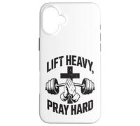 Carcasa para iPhone 16 Plus Lift Heavy Pray Hard - Gimnasio de Entrenamiento Cristiano