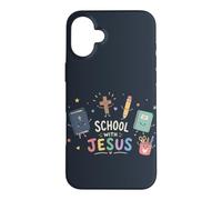 Carcasa para iPhone 16 Plus Linda Escuela Cristiana con Jesús Volver a la Escuela F