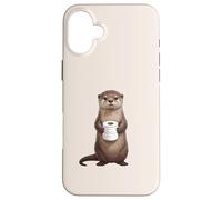 Carcasa para iPhone 16 Plus Linda Nutria sosteniendo Papel higiénico Divertido Humor de baño