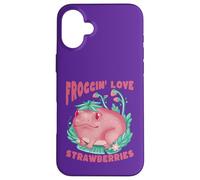Carcasa para iPhone 16 Plus Linda Rana Froggin' Amor Fresas Dibujos Animados