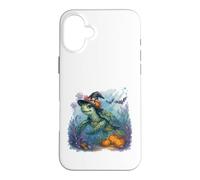 Carcasa para iPhone 16 Plus Linda Tortuga Marina Bruja Halloween bajo el Agua