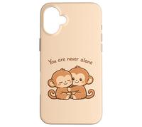 Carcasa para iPhone 16 Plus Lindo Abrazando Baby Monkeys Besties Apoyo Emocional Amor