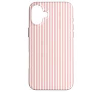Carcasa para iPhone 16 Plus Lindo Blush Pink Stripes Vertical Líneas Patrón Minimalista