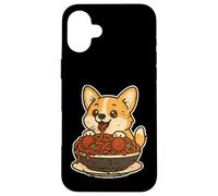 Carcasa para iPhone 16 Plus Lindo Corgi Spaghetti Pasta Lover