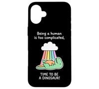Carcasa para iPhone 16 Plus Lindo Disfraz de Dinosaurio T-Rex Rainbow Time To Be A Dino