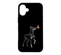 Carcasa para iPhone 16 Plus Lindo Doberman Lovers Butterfly Dobie Design Doberman Mom