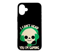 Carcasa para iPhone 16 Plus Lindo Esqueleto de Halloween para niños I Can't Hear You I'm Gaming