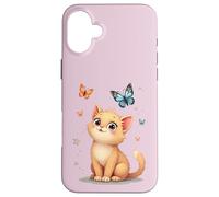 Carcasa para iPhone 16 Plus Lindo Gatito con Mariposas - Lindo Amante de los Gatos