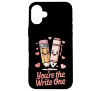 Carcasa para iPhone 16 Plus Lindo lápiz con Texto en inglés You'Re The Write Valentine's Day