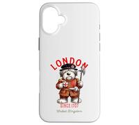 Carcasa para iPhone 16 Plus Lindo Perro Bobtail Torre de Londres Guardián Inglaterra