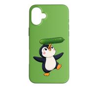 Carcasa para iPhone 16 Plus Lindo pingüino Equilibrio Pepino Dibujos Animados Arte
