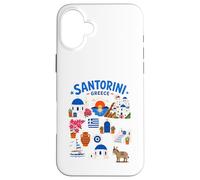 Carcasa para iPhone 16 Plus Lindo Recuerdo de Viaje de la Isla de Santorini de Grecia