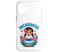 Carcasa para iPhone 16 Plus Lindo Vestido Tradicional para niña de Nicaragua con Arte de Bandera para niños