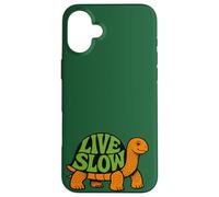 Carcasa para iPhone 16 Plus Live Slow Turtle Life Naturaleza Vibes Retro Calma Estética