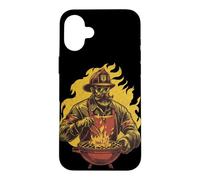 Carcasa para iPhone 16 Plus Llamas de Barbacoa geniales con Disfraz de Bombero