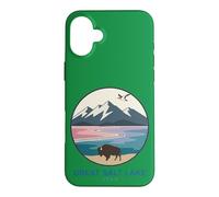 Carcasa para iPhone 16 Plus Logotipo de Bolsillo de Bisonte de The Great Salt Lake Trail Utah