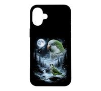 Carcasa para iPhone 16 Plus Loro cuáquero Aullando a la Luna 90's Retro Monk Parakeet