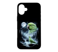 Carcasa para iPhone 16 Plus Loro Indio Ringneck Aullando a la Luna 90's Retro Bird