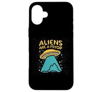 Carcasa para iPhone 16 Plus Los Extraterrestres Son un Psyop Divertido OVNI Desinformación Engaño Alien Meme
