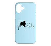 Carcasa para iPhone 16 Plus Los Perros Papillon Dog My Heartbeat EKG Son mis Amantes de los Perros cardiovasculares