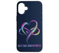 Carcasa para iPhone 16 Plus Love Needs No Words Autismo Concientización Puzzle Corazón Autismo