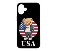 Carcasa para iPhone 16 Plus Love Yourself, Cool Illustration Teddy Bear with USA Flag
