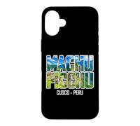 Carcasa para iPhone 16 Plus Machu Picchu Cusco Perú Ruinas Montañas Tipografía Vintage