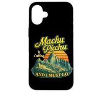 Carcasa para iPhone 16 Plus Machu Picchu Perú Viajes Andes Montañas Puesta del Sol Retro