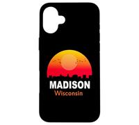 Carcasa para iPhone 16 Plus Madison Wisconsin Vintage Sunset Retro City State USA