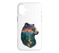 Carcasa para iPhone 16 Plus Majestic Bear Mountain River Wildlife Exposición Doble Excursionistas