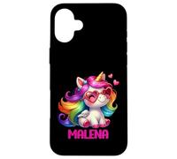 Carcasa para iPhone 16 Plus Malena Nombre Personalizado Colorido Unicornio Mujer Ni