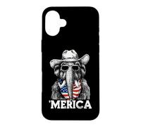 Carcasa para iPhone 16 Plus Mammoth Ice Age Bandera Americana Bandana Gafas De Sol Sombrero De Vaquero