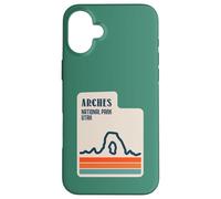 Carcasa para iPhone 16 Plus Mapa del Estado de Utah con delicados Arcos de Arco Parque Nacional Retro