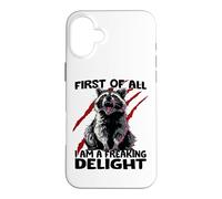 Carcasa para iPhone 16 Plus Mapache Sarcasmo descarado Mapache Caos Basura Panda