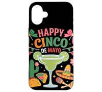 Carcasa para iPhone 16 Plus Margarita Cactus Taco Fiesta Happy Cinco De Mayo Celebración