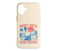 Carcasa para iPhone 16 Plus Más Perros, Menos Drama, Divertido diseño para Amantes de los Perros
