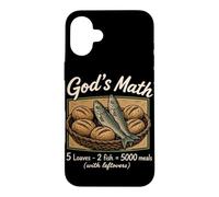 Carcasa para iPhone 16 Plus Matemáticas de Dios 5 Panes 2 Pescado 5000 Comidas Cristiano Jesús Biblia