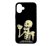 Carcasa para iPhone 16 Plus Matrimonio Divertido Decir Café Y Mi Esposa Hombres Mujeres Calavera