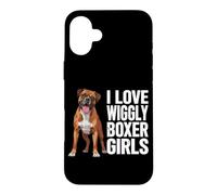 Carcasa para iPhone 16 Plus Me Encanta Wiggly Boxer Girls, Divertido Dicho de Perro bóxer para Mascotas