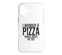 Carcasa para iPhone 16 Plus Me pregunto si la Pizza Piensa en mí Demasiado Divertido Amante de la Comida