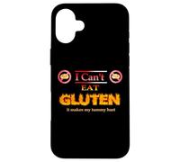 Carcasa para iPhone 16 Plus Meme Gracioso, No Puedo Comer Gluten Hace Que me Duele la Barriga