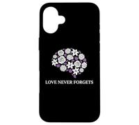 Carcasa para iPhone 16 Plus Memory Care, partidario de la concienciación sobre el Alzheimer Love Never Forgets