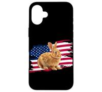 Carcasa para iPhone 16 Plus Mens Womens Patriotic USA American Flag 4th July Bunny Lover