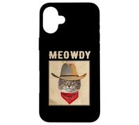 Carcasa para iPhone 16 Plus Meowdy Cowboy Hat Cat Funny Kitty Kitten Cats Lovers