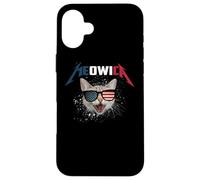 Carcasa para iPhone 16 Plus Meowica USA American Flag Cat Funny Patriotic 4th of July